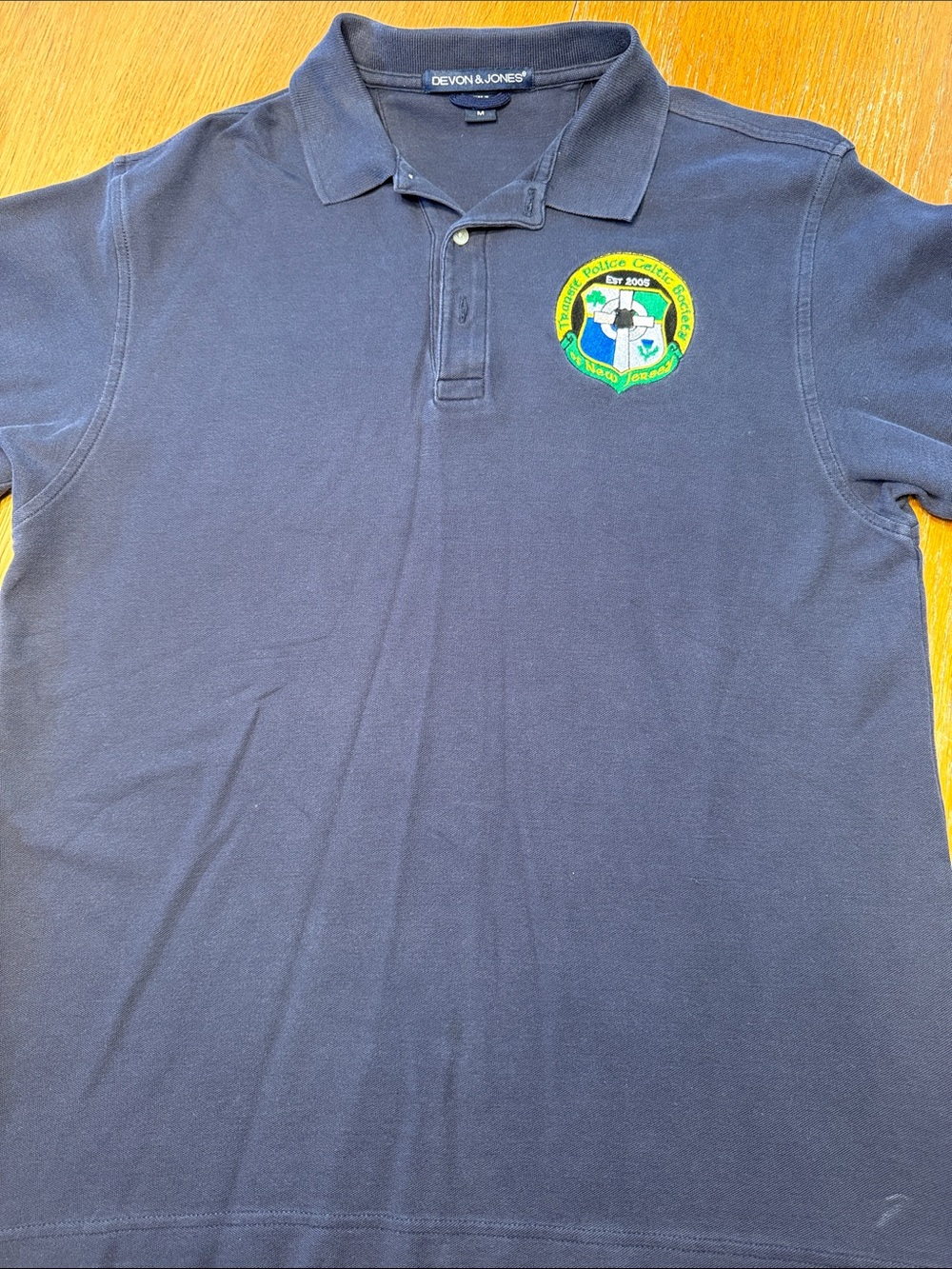 Devon & Jones Classic Navy Polo with Embroidered Crest